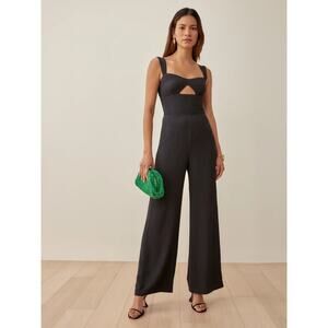 Reformation Poppy Solid Black Sleeveless Cut Out Jumpsuit Size 2‎ NWT